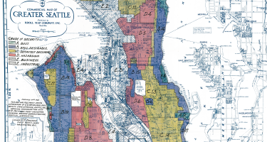 Redlining in cities like Seattle has forced historically disadvantaged groups to experience disproportionately harsh conditions — e.g. less urban tree canopy, fewer parks, and underfunded schools. Through the C-JUSTICE curriculum, community college students of different majors engage with these kinds of issues. Credit:  Mapping Inequality 