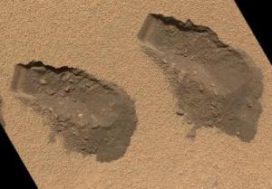 Not footprints on Mars; trenches dug by Curiosity