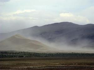 Sand Mountain in a windstorm. Photo by Silver Fox