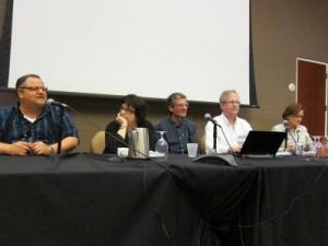 Left to right: Steve Silberman, Deborah Blum, Bora Zivkovic, Alan Boyle, and Cristine Russell (moderator)