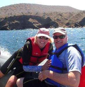 Portrait photo of Ellen Prager and Dave Jones in the Galapagos