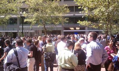 Evacuation on Vermont Ave, NW, in Washington last Tuesday, August 23, 2011